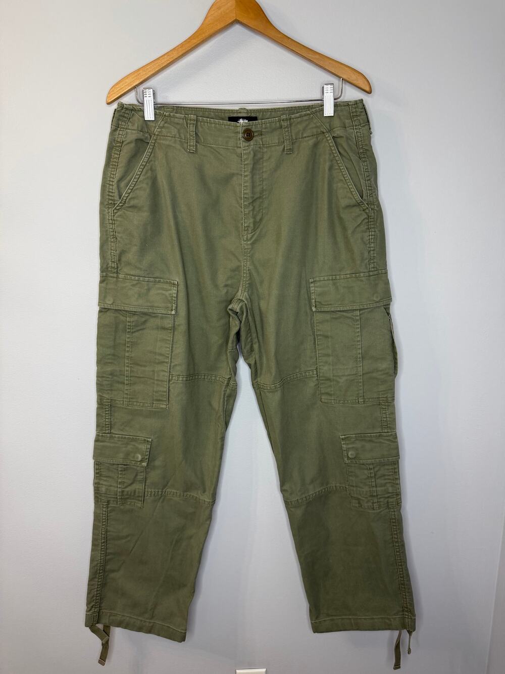 Stussy Military Cargo Pants Green Relax Unisex Sz 30
